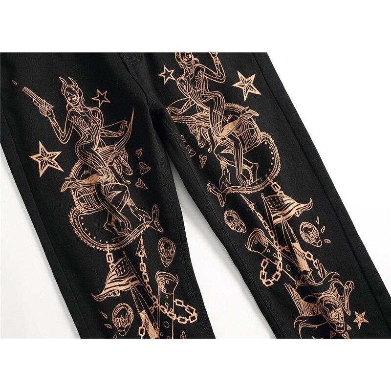 Men's Black Gothic Denim Jeans – Streetwear Fit