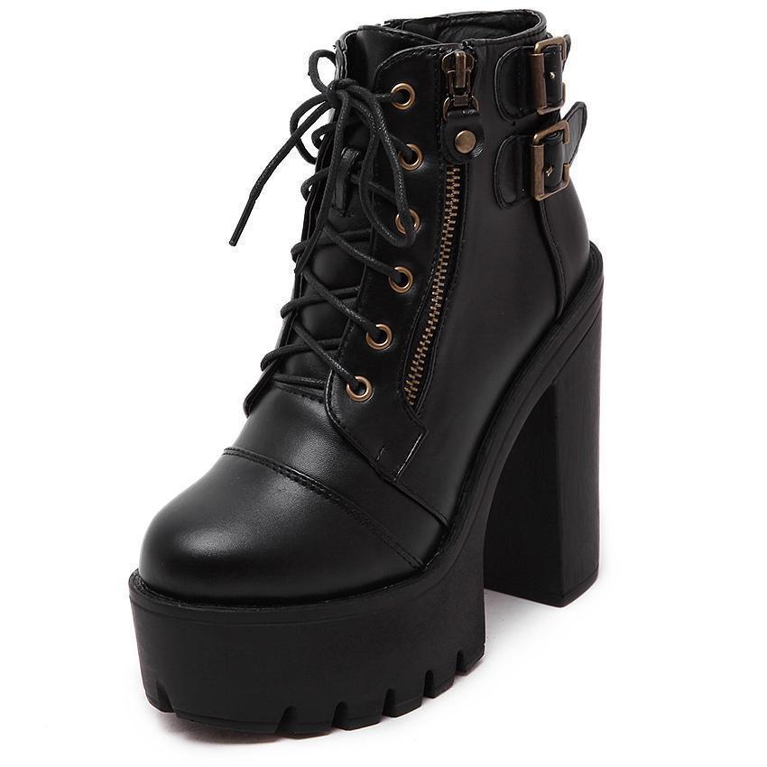 Women's Gothic PU Ankle Boots – US 4.5–8 (EU 35–39)