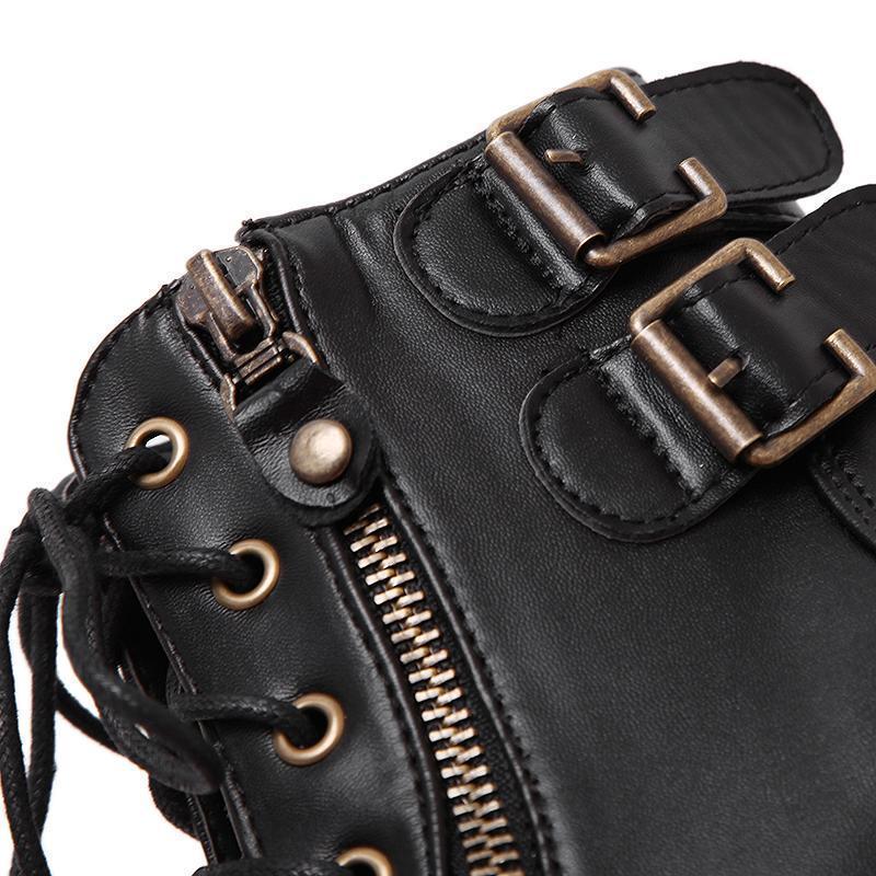 Women's Gothic PU Ankle Boots – US 4.5–8 (EU 35–39)