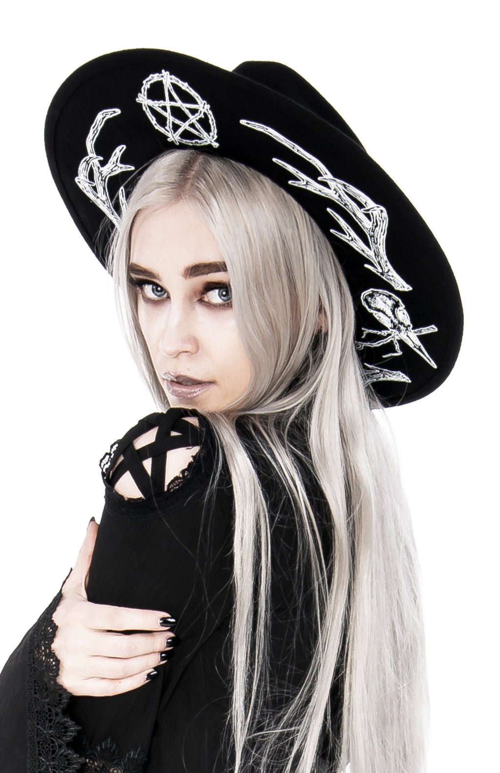 Black Pagan Wide-Brim Wool Hat – 57 & 58cm