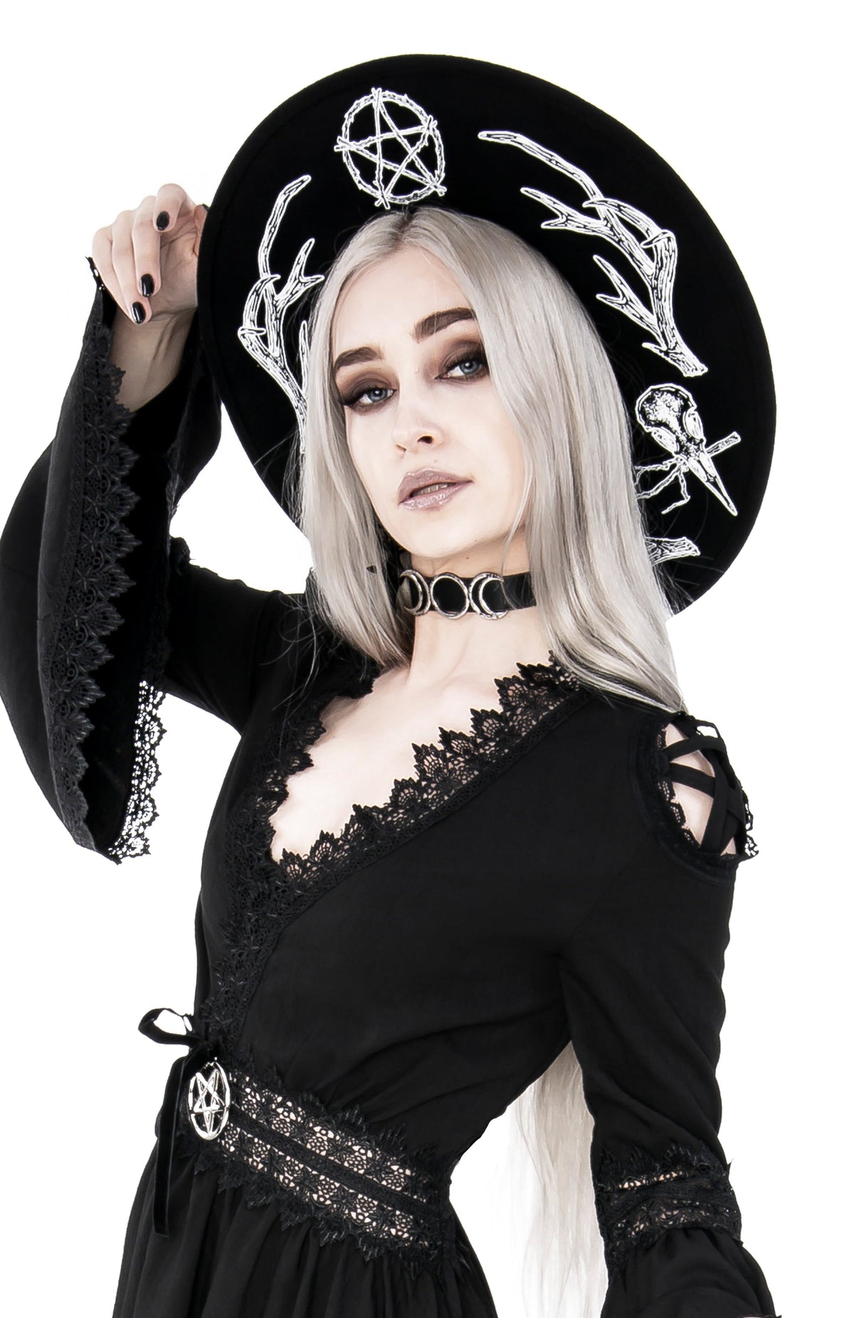 Black Pagan Wide-Brim Wool Hat – 57 & 58cm