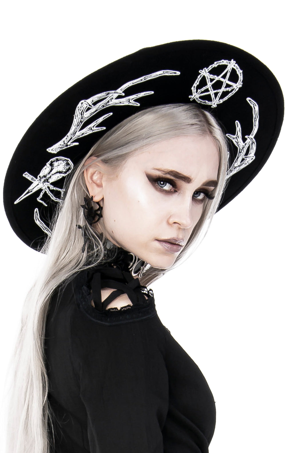 Black Pagan Wide-Brim Wool Hat – 57 & 58cm