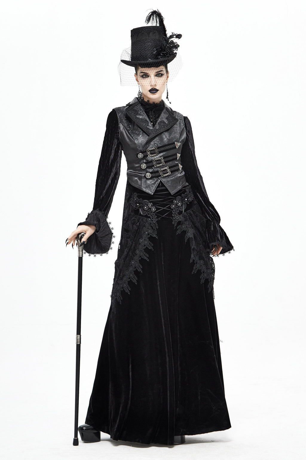 Gothic Dragon Claw Cane with Crystal-Style Globe – 95cm