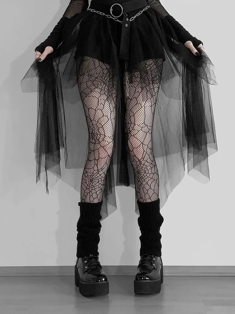 Women's Gothic Mesh Skirt – Black