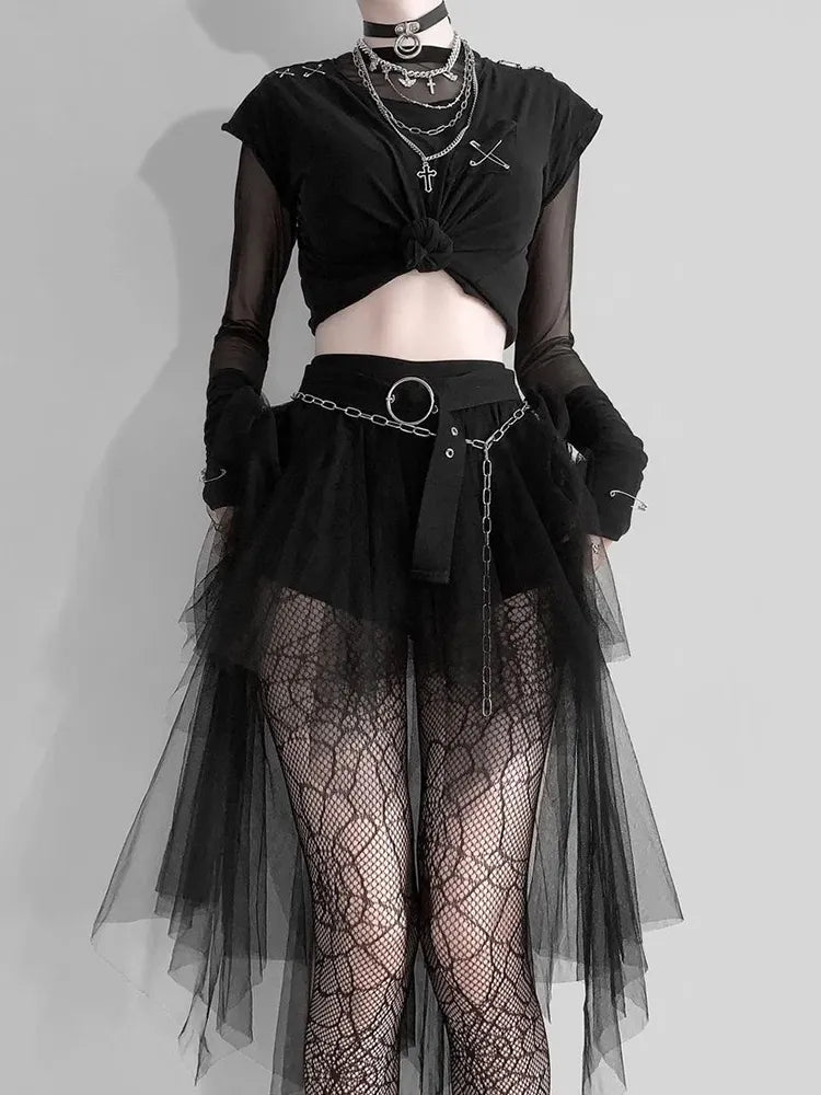 Women's Gothic Mesh Skirt – Black