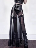 Women's Black Gothic Mesh Patchwork Skirt