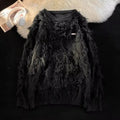 Fringed Retro Knit Pullover