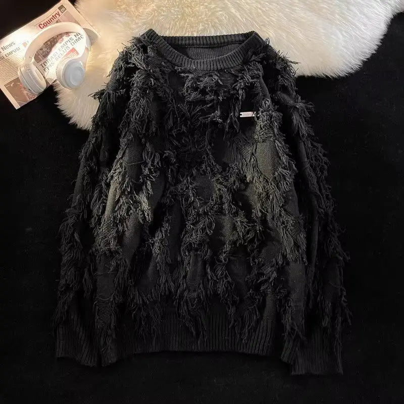Fringed Retro Knit Pullover