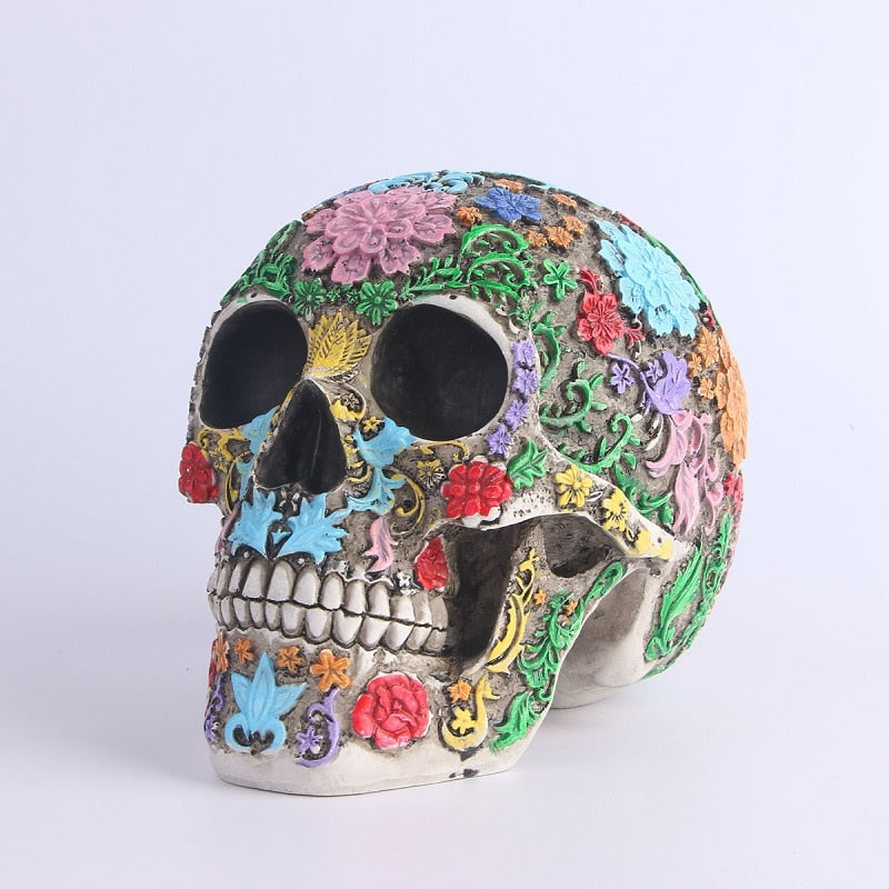 Colourful Skull Resin Decoration – 19.5 cm