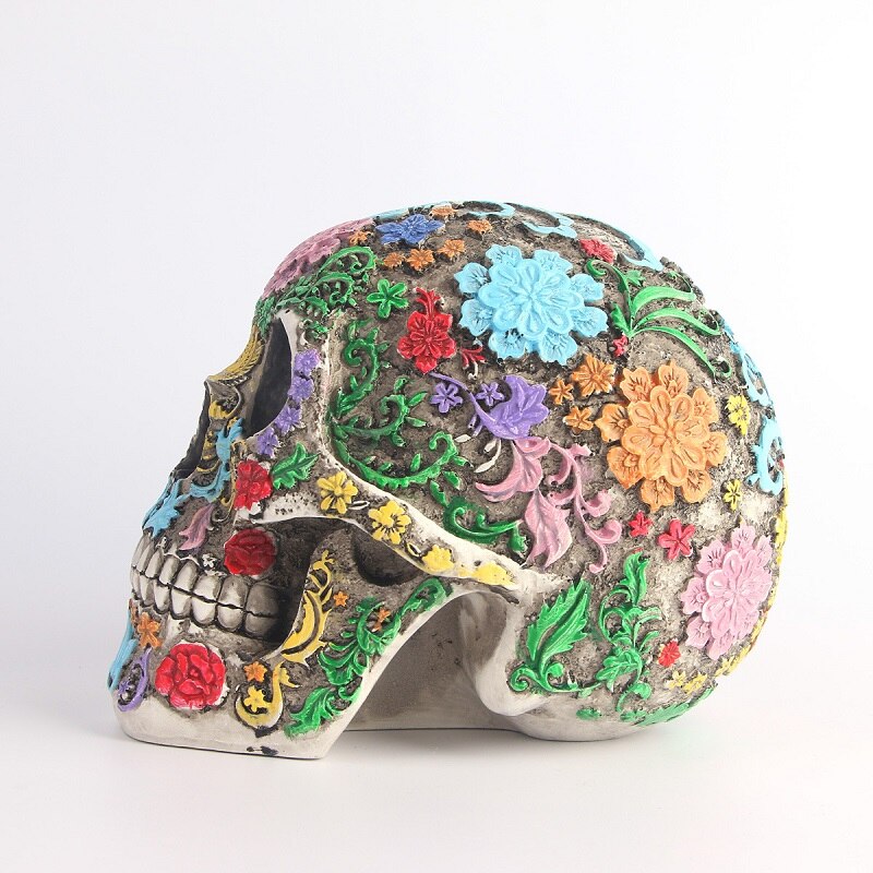 Colourful Skull Resin Decoration – 19.5 cm
