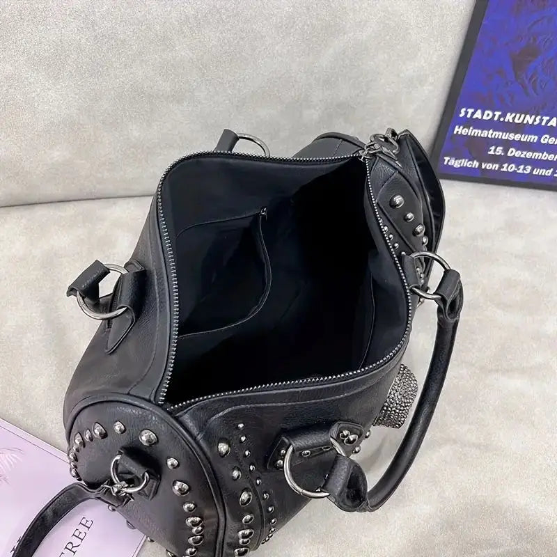 Women's Gothic Skull Bag – Black PU Leather