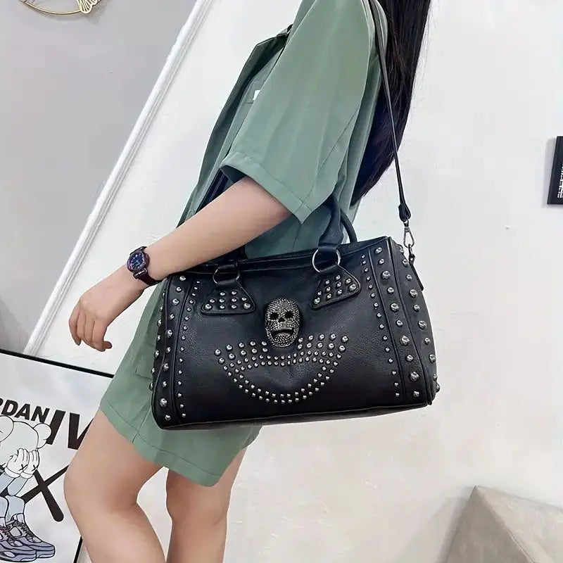 Women's Gothic Skull Bag – Black PU Leather