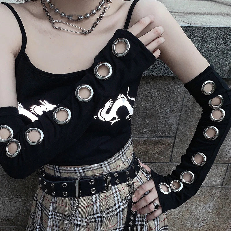 Black Gothic Eyelet Arm Warmer