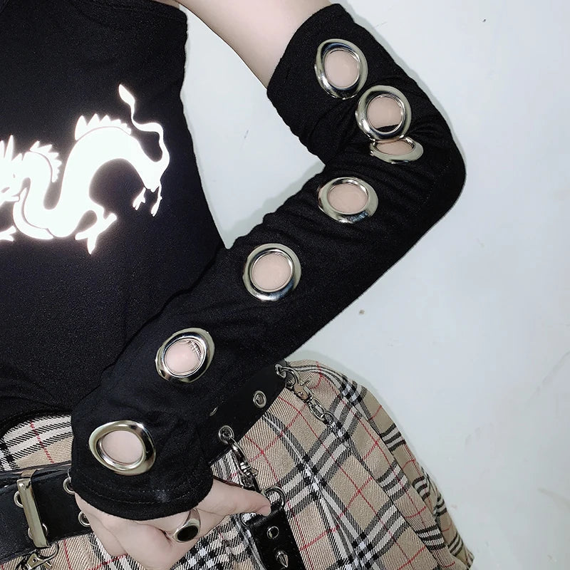 Black Gothic Eyelet Arm Warmer