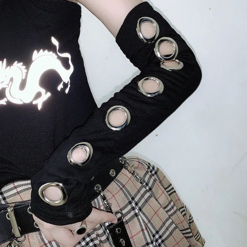 Black Gothic Eyelet Arm Warmer