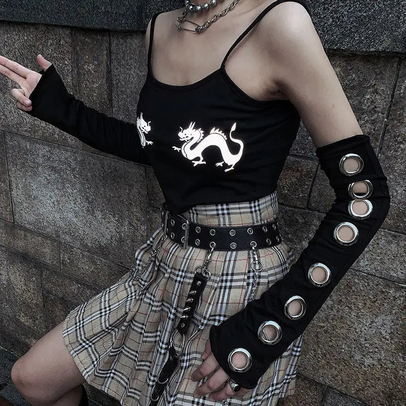 Black Gothic Eyelet Arm Warmer