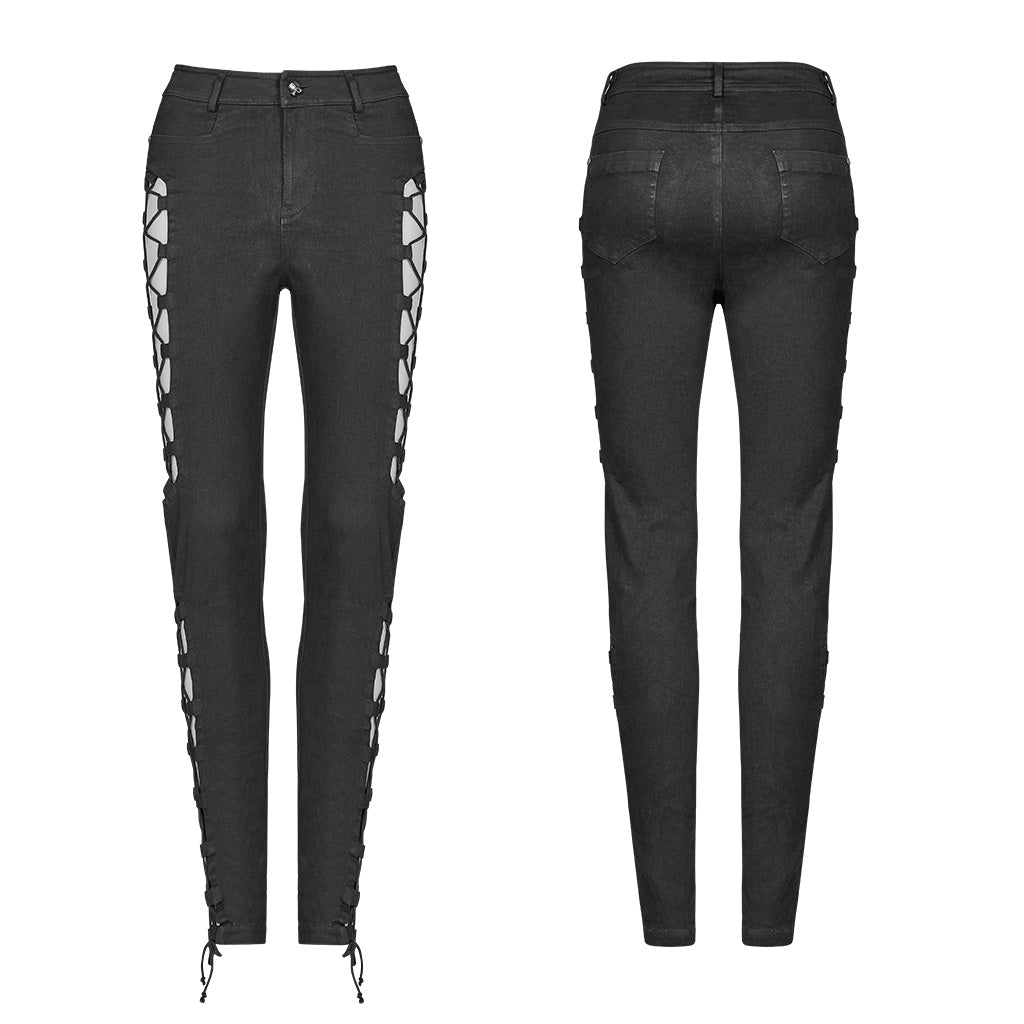 Women's Black Corset-Lace Skinny Jeans – XS–4XL
