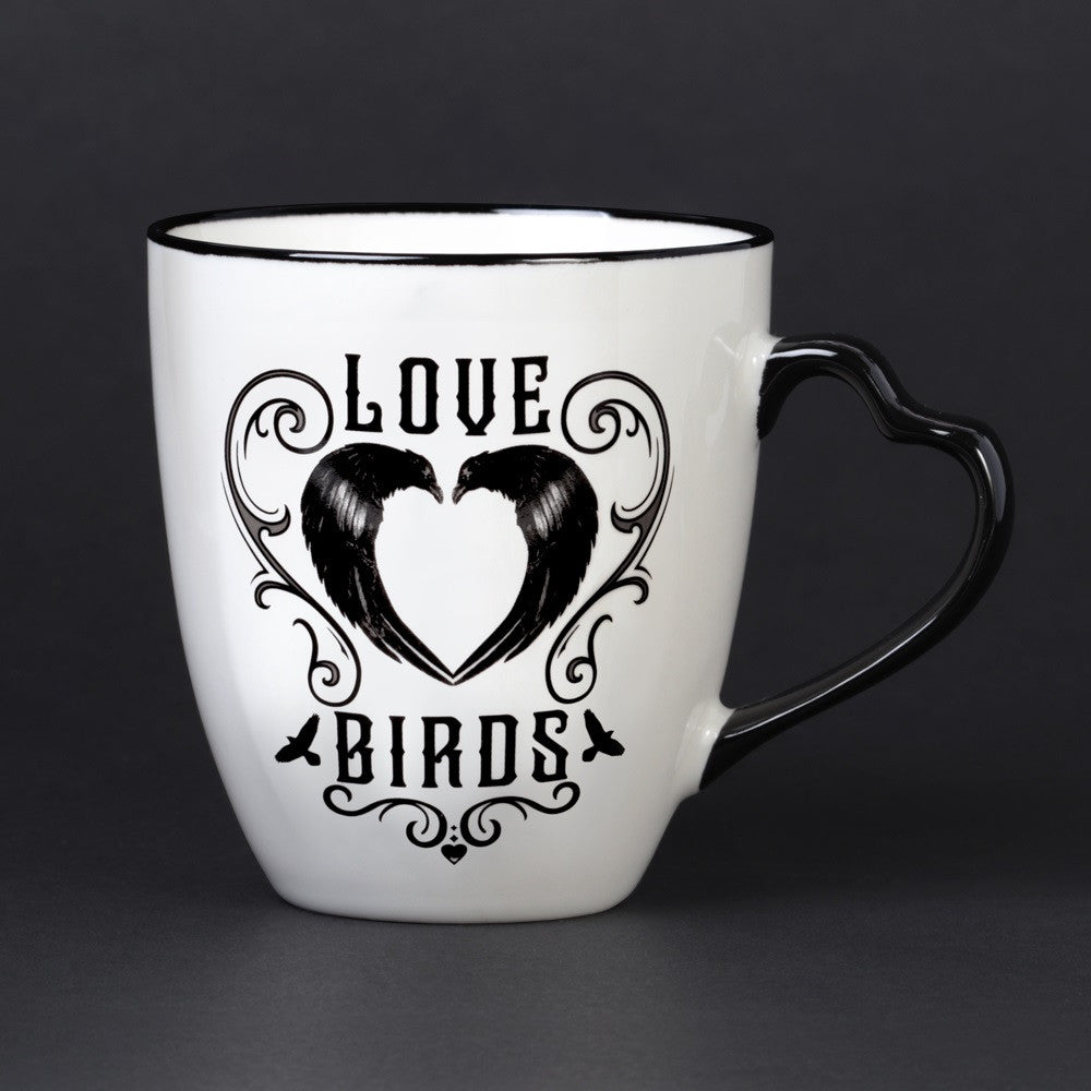 Raven Love Birds Mug Set – 2 × 12 oz
