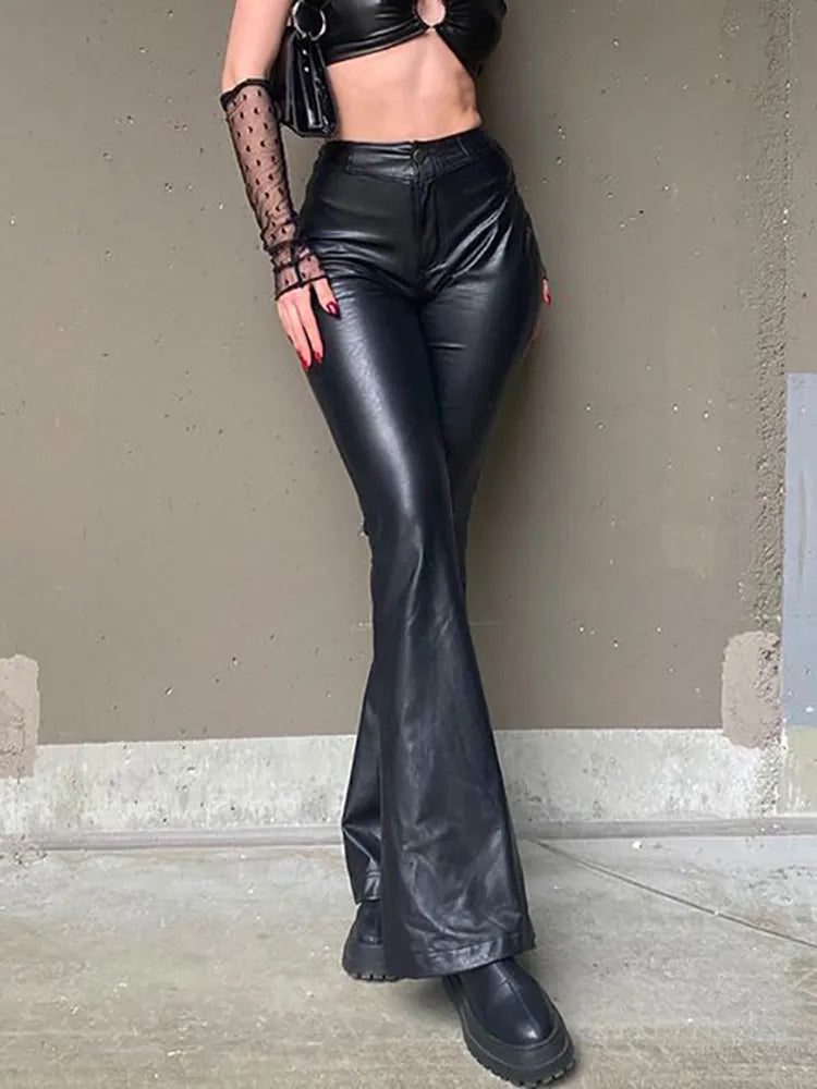 Women's PU Leather Trousers – Black