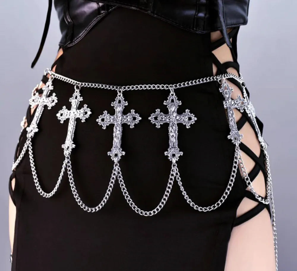 Gothic Waist Chain – Silver, 70 cm