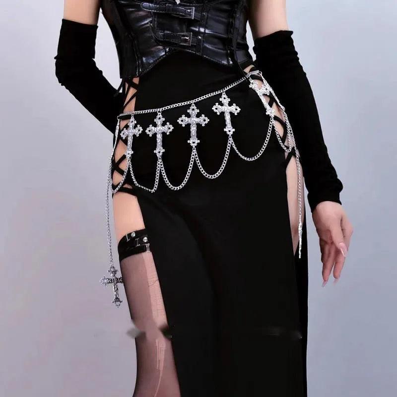 Gothic Waist Chain – Silver, 70 cm