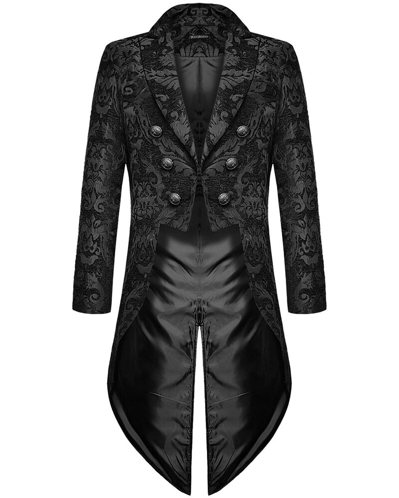 Men's Gothic Tailcoat – Black, Sizes S–4XL