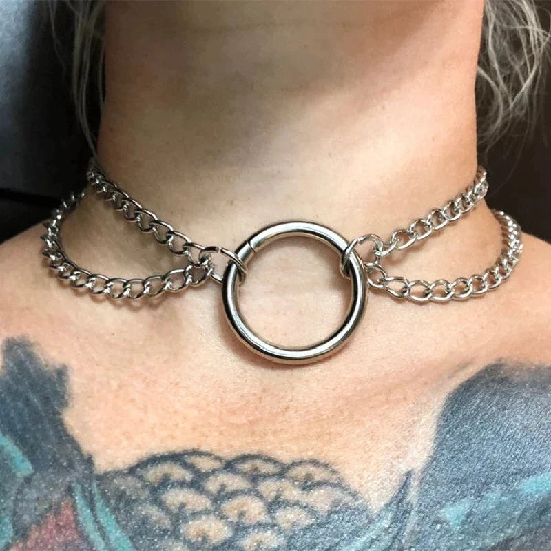 Gothic Double-Chain O-Ring Choker – 50cm