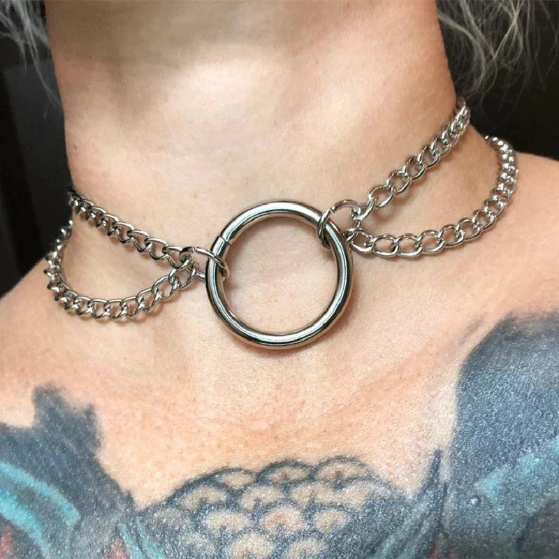 Gothic Double-Chain O-Ring Choker – 50cm