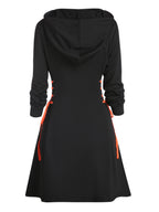 Women's Hollow-Out Hooded Dress – Black