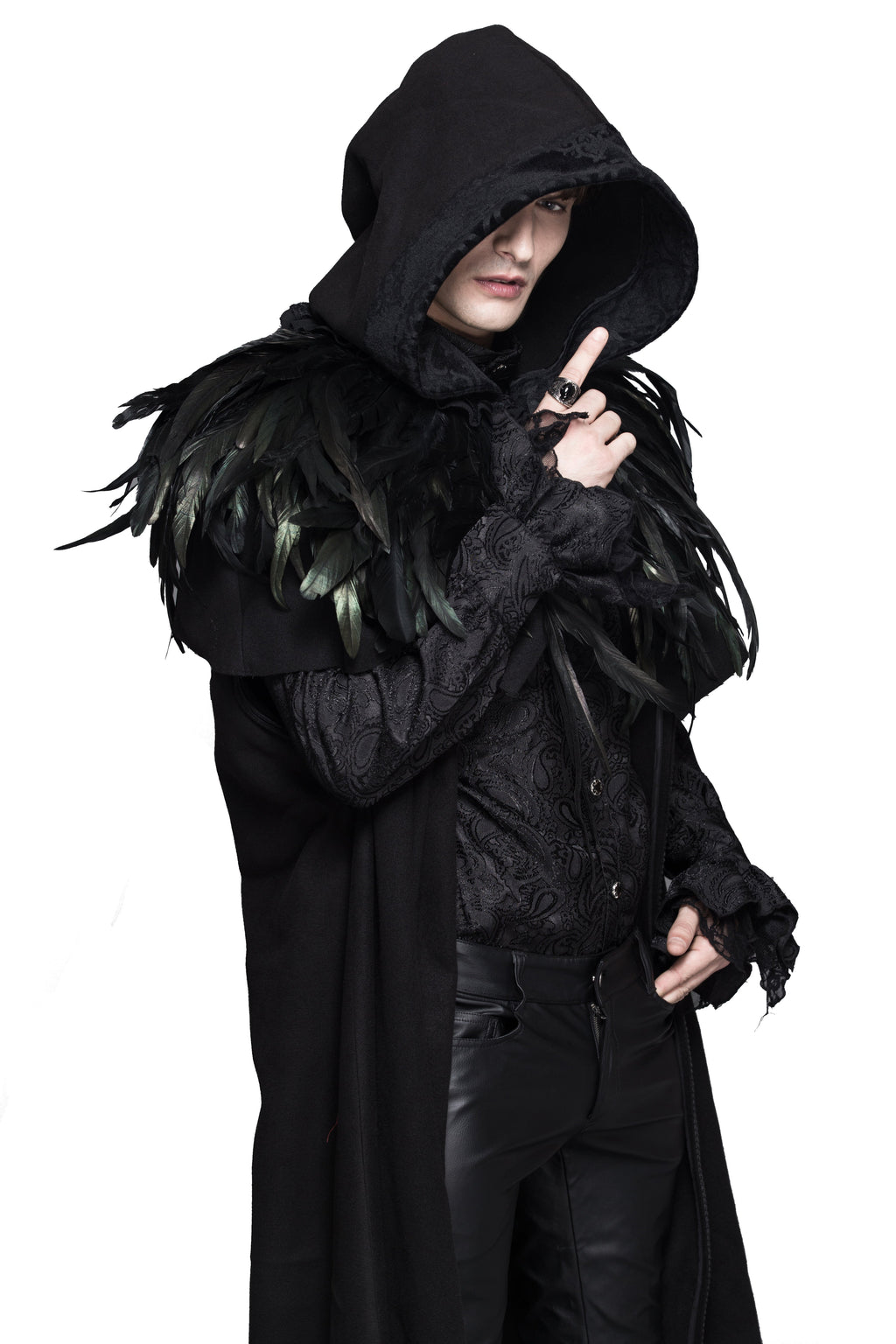 Gothic Raven Faux Feather Cape – 30cm