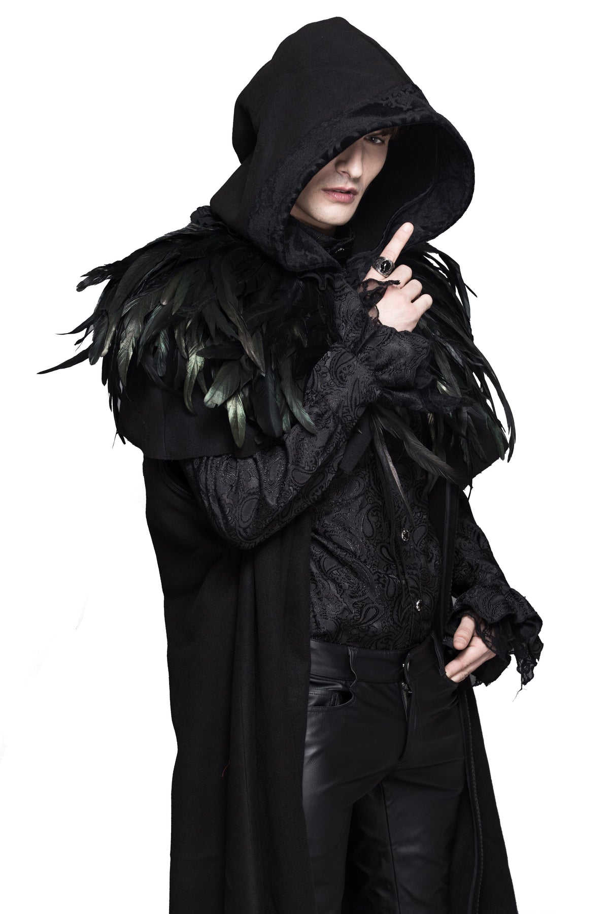 Gothic Raven Faux Feather Cape – 30cm