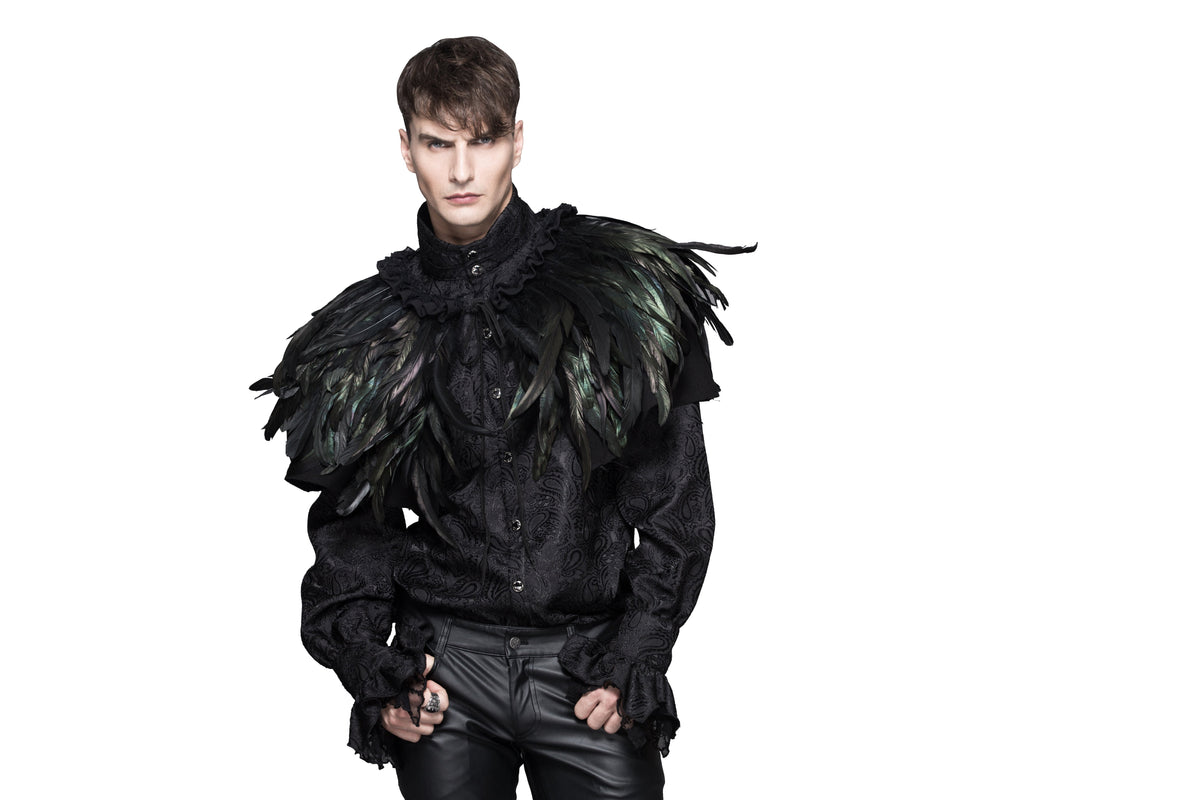 Gothic Raven Faux Feather Cape – 30cm