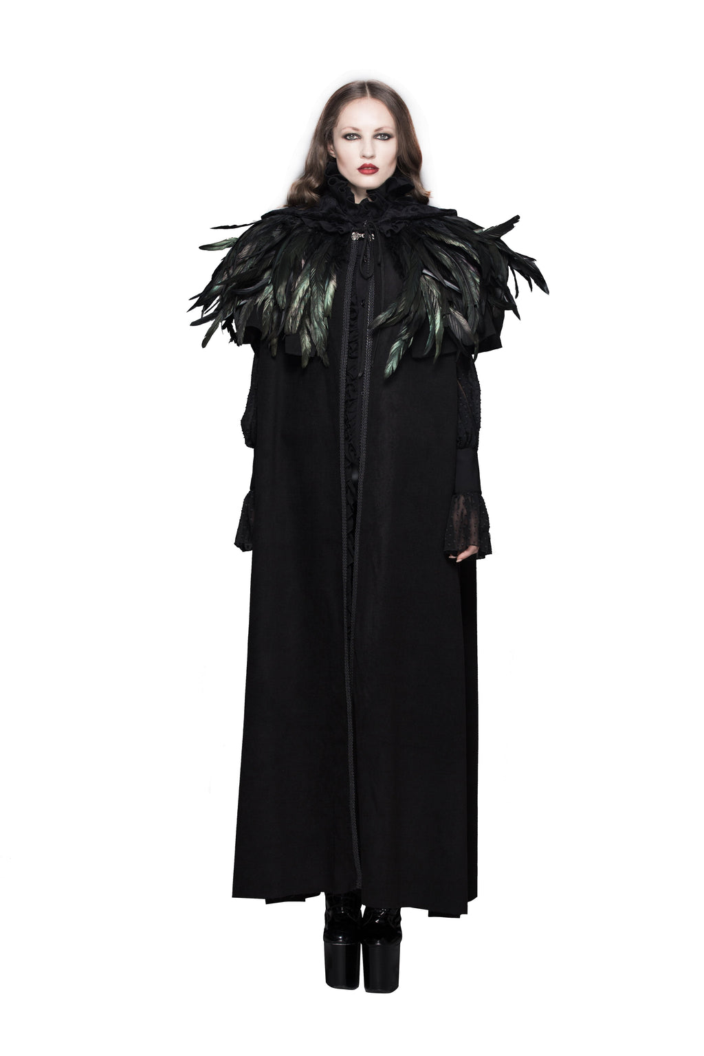 Gothic Raven Faux Feather Cape – 30cm