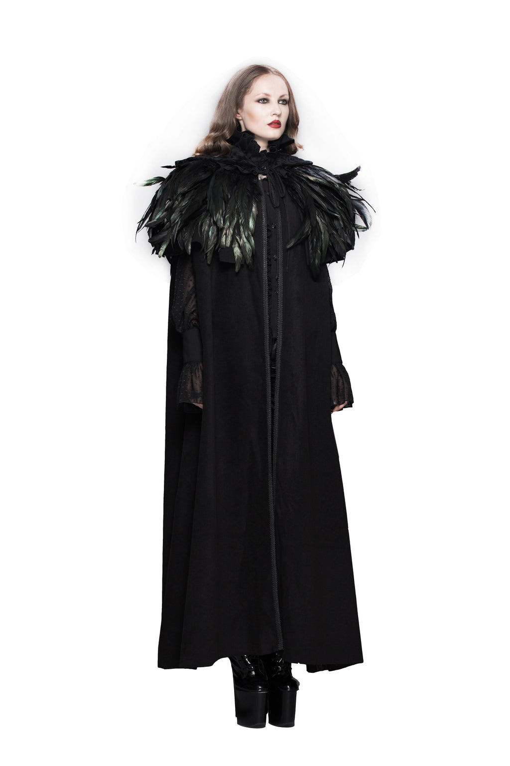 Gothic Raven Faux Feather Cape – 30cm