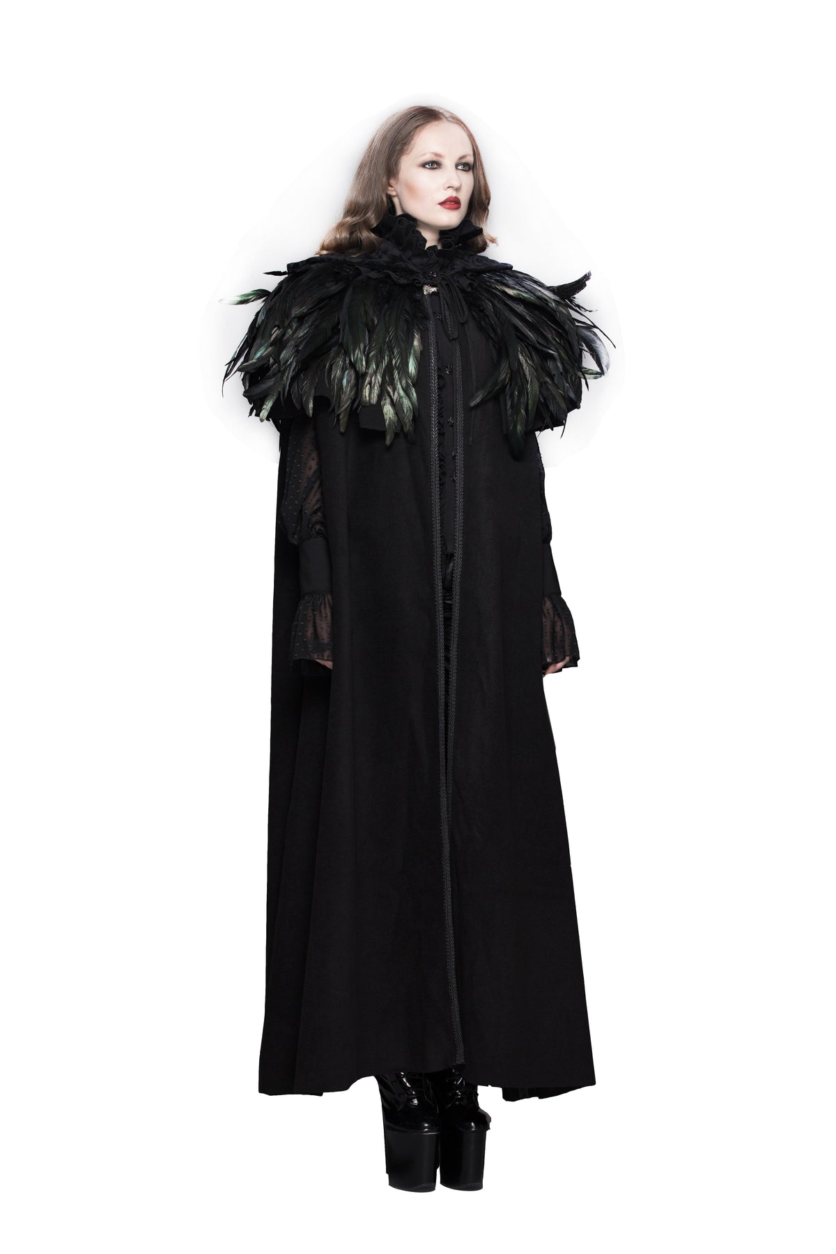 Gothic Raven Faux Feather Cape – 30cm