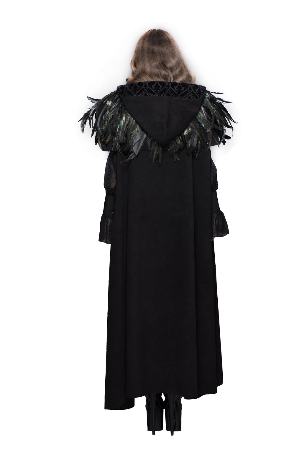 Gothic Raven Faux Feather Cape – 30cm