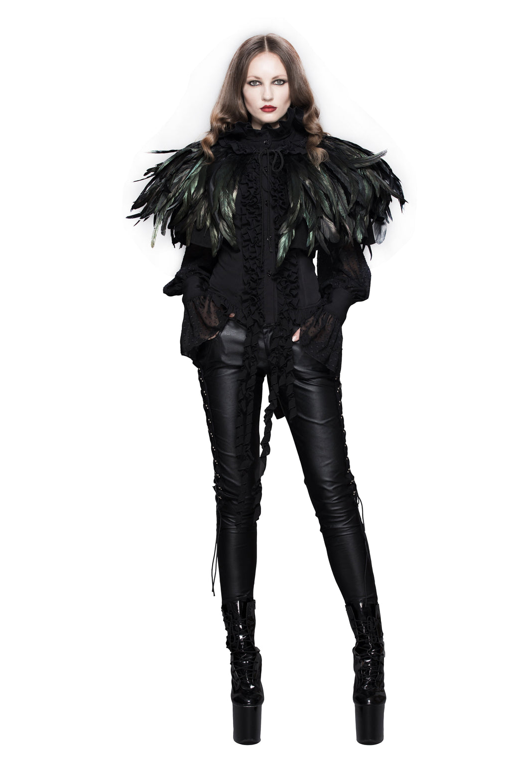 Gothic Raven Faux Feather Cape – 30cm