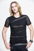 Men's Black Gothic Slashed Mesh T-Shirt