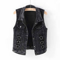 Women's Black Denim Vest – Sizes S–4XL