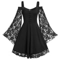 Women's Long Sleeve Gothic Dress – Black or Red, S–4XL