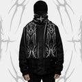 Black Gothic Striped Knit Scarf with Tassels – 180cm