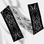 Black Gothic Striped Knit Scarf with Tassels – 180cm