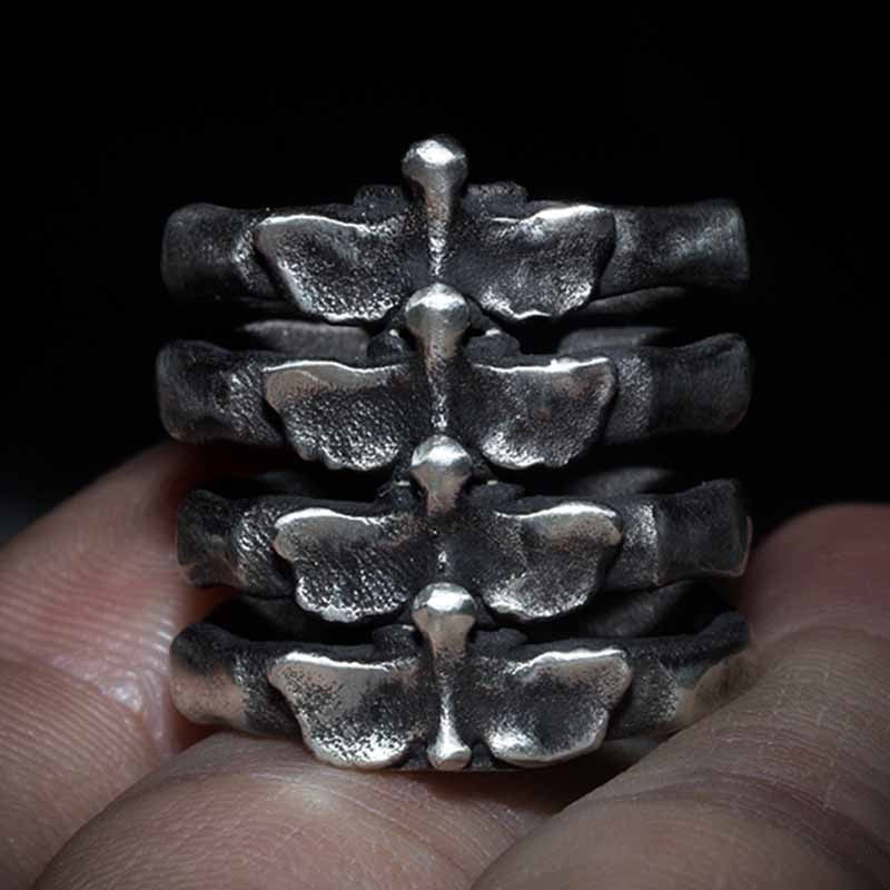 Men's Gothic Fishbone Backbone Ring – Stainless Steel