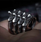 Men's Gothic Fishbone Backbone Ring – Stainless Steel