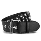 Black Gothic Bullet-Style PU Leather Belt – 105cm