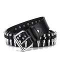 Black Gothic Bullet-Style PU Leather Belt – 105cm
