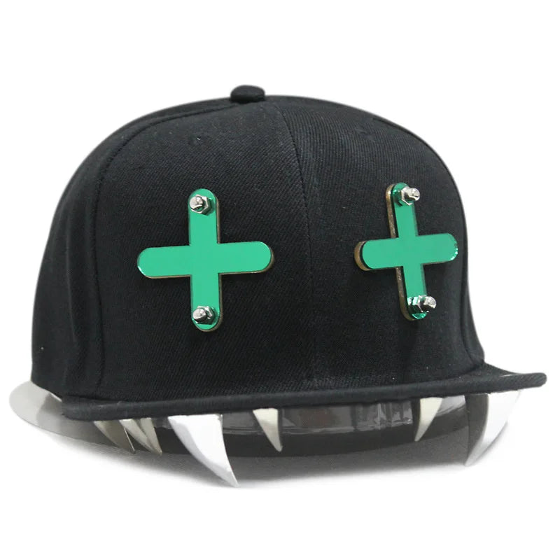 Gothic Flat-Brim Hip Hop Cap – Cotton, Black or Green