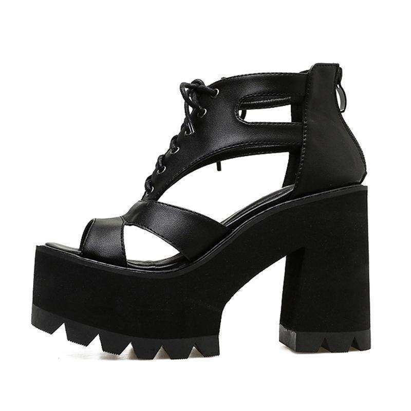 Women's Gothic PU Platform Sandals – US 4–7.5