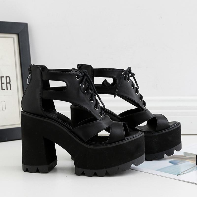 Women's Gothic PU Platform Sandals – US 4–7.5