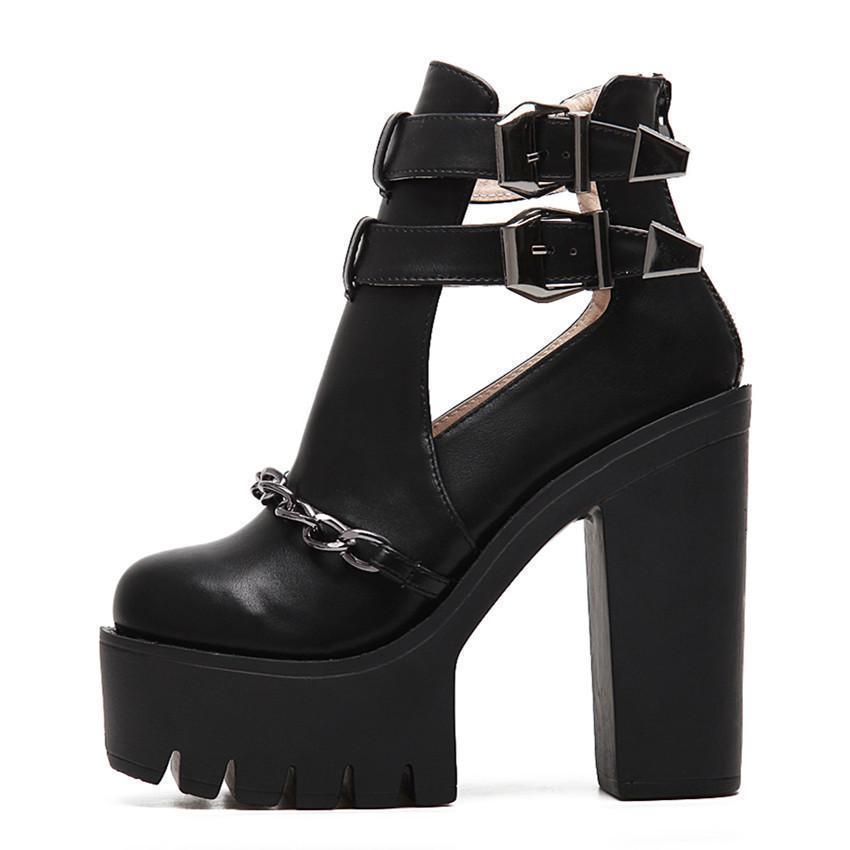 Women's Gothic PU Ankle Boots – US 4–9.5